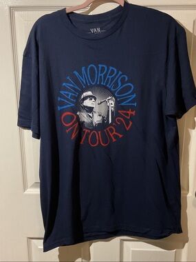 Van Morrison Navy Short-Sleeve Tour Graphic Tee with Backhit